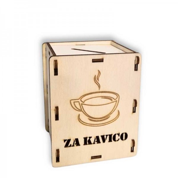 Leseni hranilnik za denar - za kavico